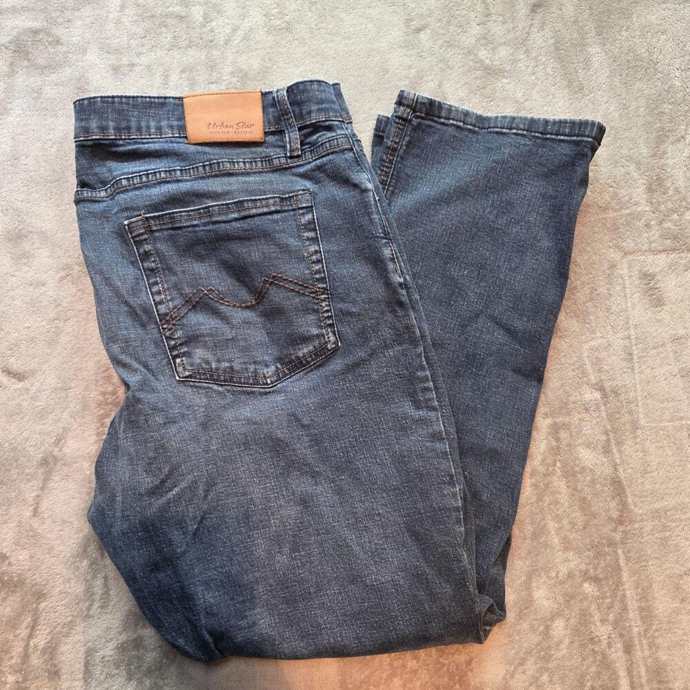 Urbanstar Jeans Mens 42x30 Blue Medium Wash Relaxed Fit Stretch Straight Leg
